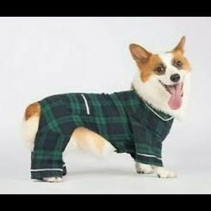 Blue-Green Plaid Flannel Dog Pajamas